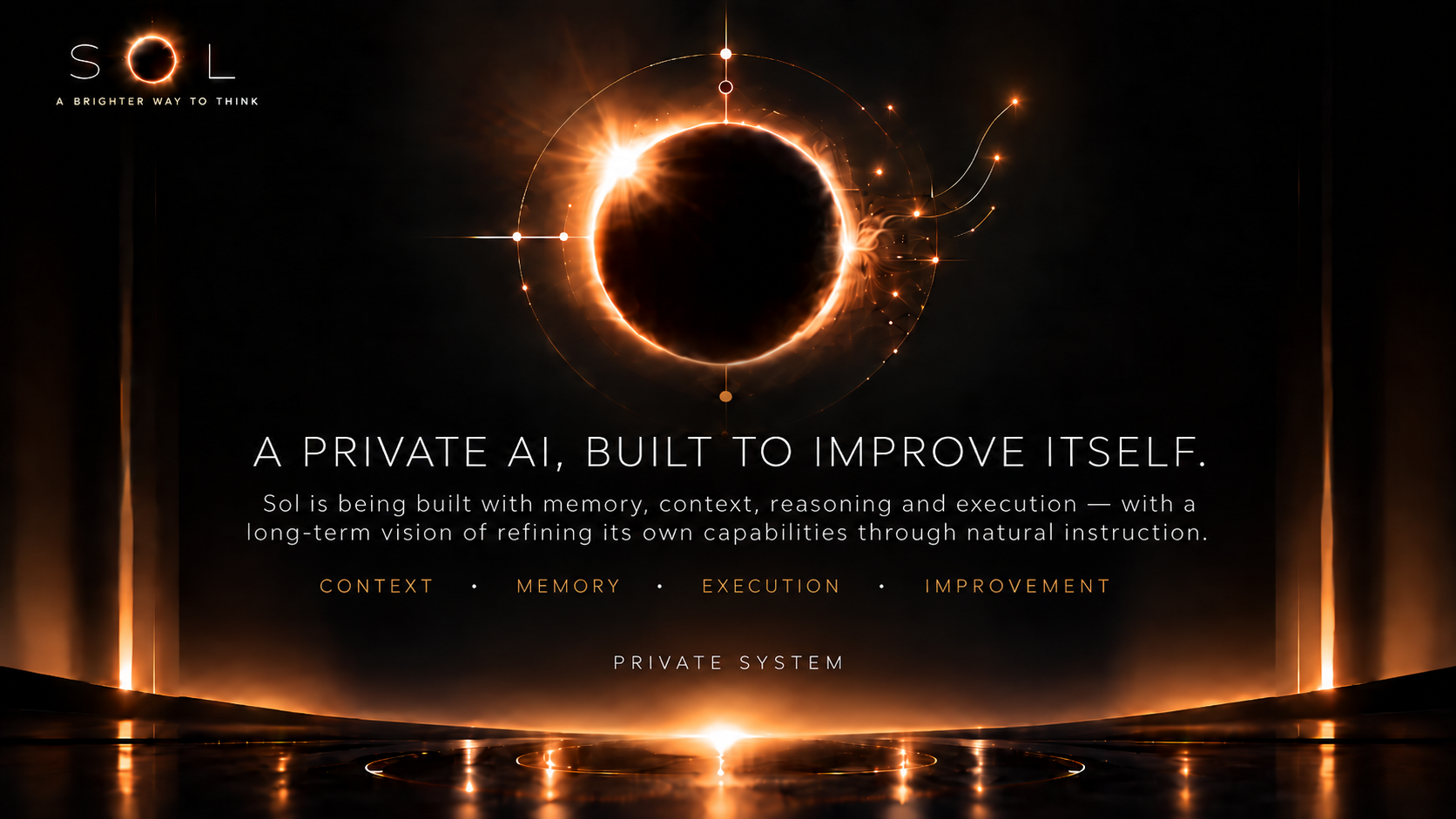 Sol — a private AI, built to improve itself.
