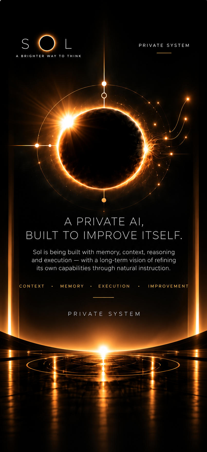 Sol — a private AI, built to improve itself.